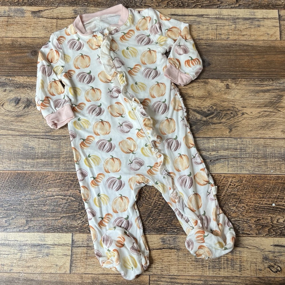 Milkberry‎ Bamboo Sleeper Baby Girl 0-3m Ruffle Butt Pumpkin Fall